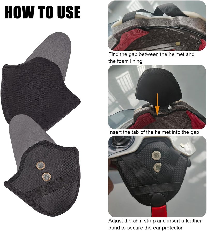 NICENEEDED 2 Pcs Black Half Helmet Ear Pads for Motorcycle, Helmet Wind Blocker Ear Warmer for Audible Riding, Full Coverage Muffs Ears Protection Cover for Biking and Cycling - Image 5